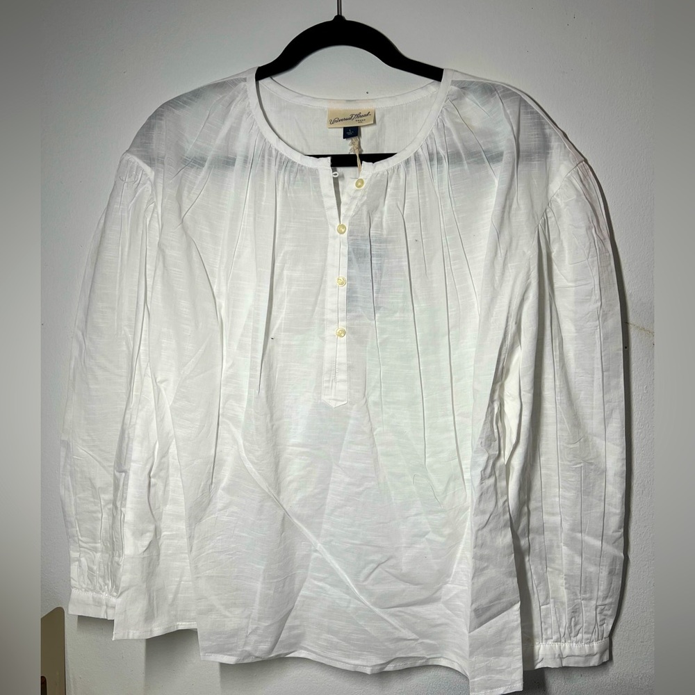 Universal Thread solid white Long Sleeve Blouse Top Shirt Cotton
